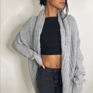 Grey knit cardigan